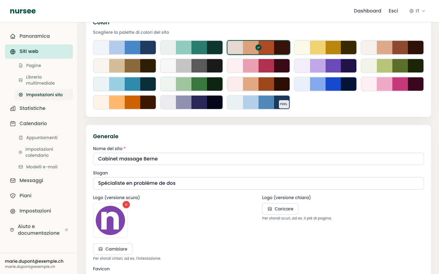 La sezione Colori: ogni fascia è una palette completa